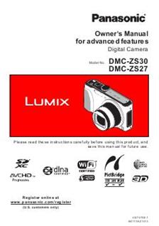 Panasonic Lumix ZS30 manual. Camera Instructions.